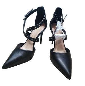 Olivia Ferragamo Womens Black Strappy Heels Size 7.5